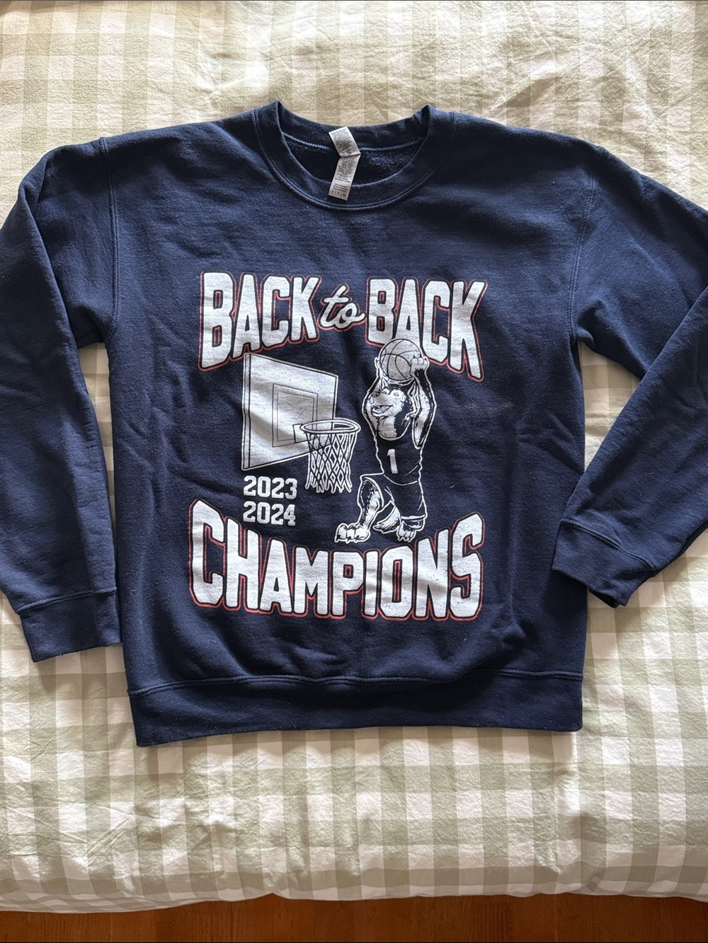 UConn Basketball Navy 'Back to Back Champions' Graphic Sweatshirt